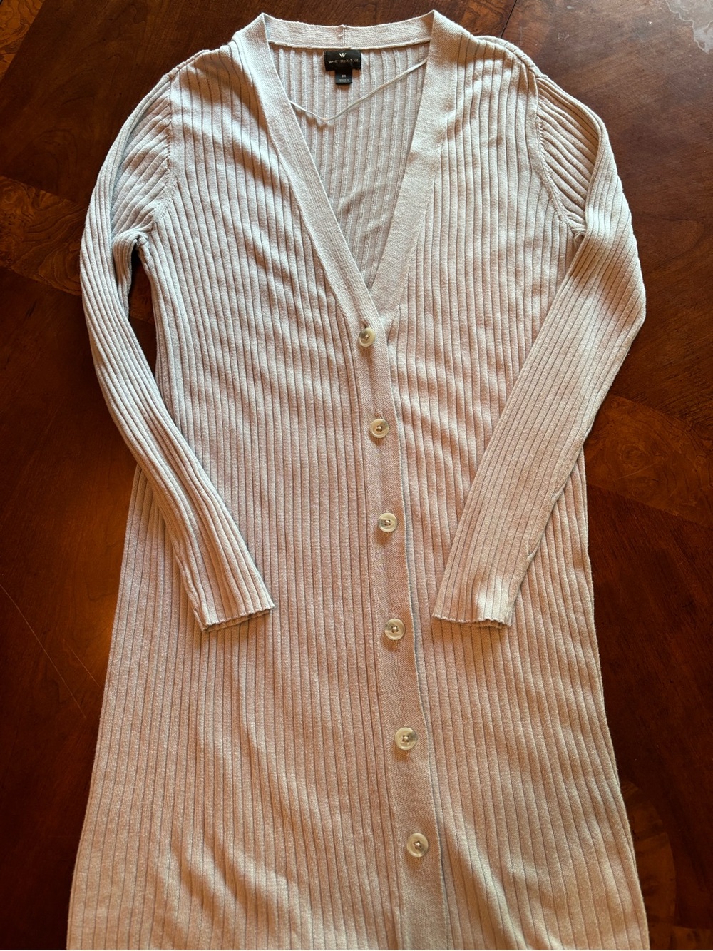 Worthington Light Gray Ribbed Long Cardigan